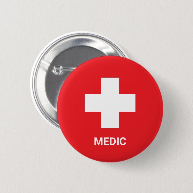 Sjukvård & Första Hjälpen, Kors, Ambulans, Läkare  Knapp (Framsida & baksida)