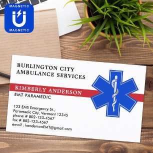 Sjukvårdare Akut Medical Ambulance Star of Life Magnetiska Visitkort