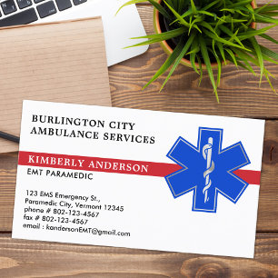 Sjukvårdare Akut Medical Ambulance Star of Life Visitkort