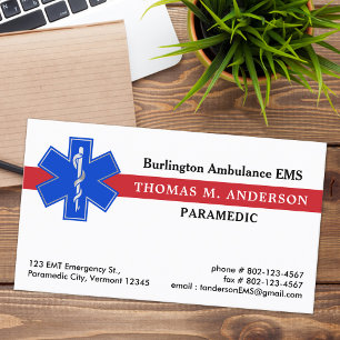 Sjukvårdare Akut Medical EMS EMT Star of Life Visitkort