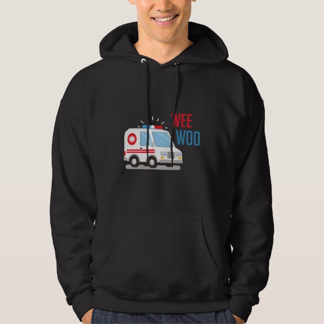 Sjukvårdare Ambulance Car var värphöns EMT Hoodie (Framsida)