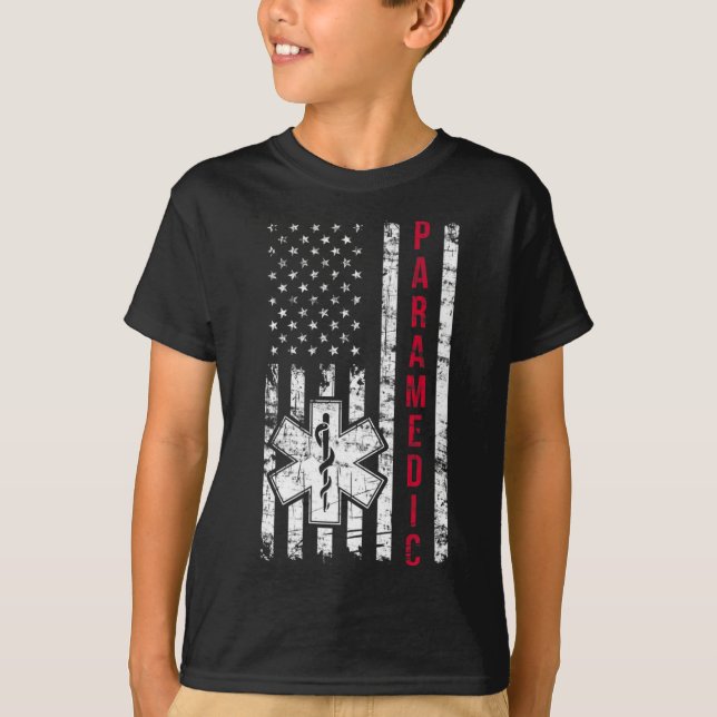 Sjukvårdare Amerikanska Flagga Independence day Em T Shirt (Framsida)