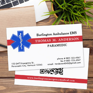 Sjukvårdare EMS EMT Ambulance Medical Star of Life Visitkort
