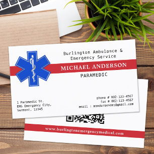 Sjukvårdare EMS EMT Ambulance Star of Life QR Code Visitkort