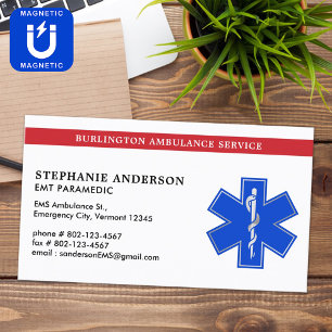 Sjukvårdare EMS EMT Medical Akut Star of Life Magnetiska Visitkort