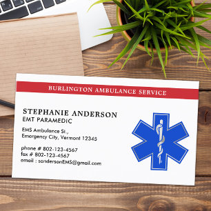 Sjukvårdare EMS EMT Medical Akut Star of Life Visitkort