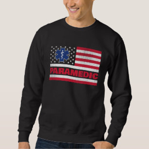 Sjukvårdare EMS Sjukvårdare USA Amerikansk Flagga Lång Ärmad Tröja