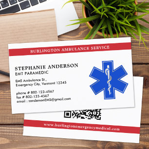 Sjukvårdare EMT Anpassningsbar Ambulance Star of L Visitkort