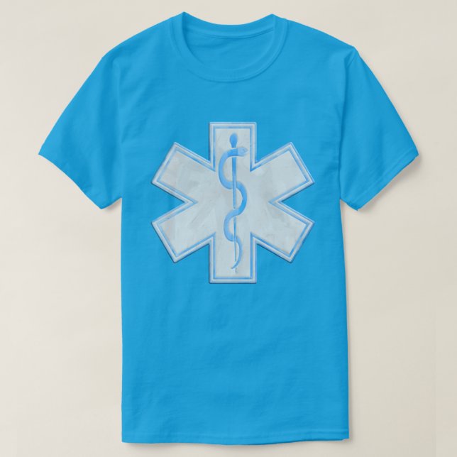 Sjukvårdare EMT Blue Teal Tee Shirt (Design framsida)