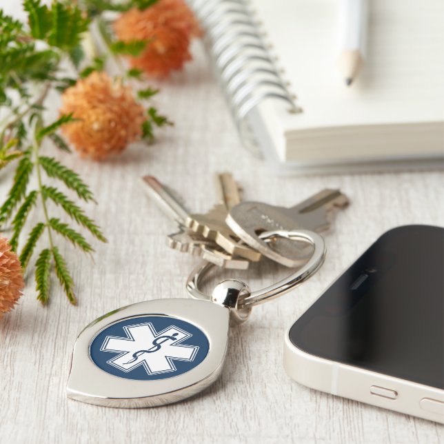 Sjukvårdare EMT EMS Swirl Silverfärgad Nyckelring (Sidan)