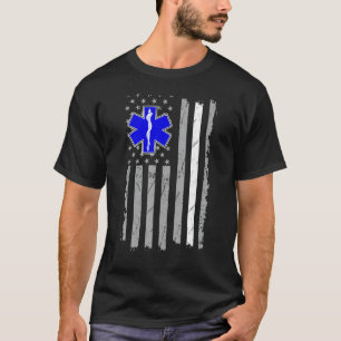 Sjukvårdare EMT USA flagga 4:e juli Ambulance Atte T Shirt