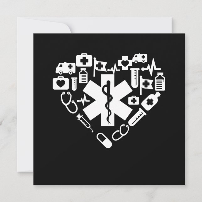 Sjukvårdare Heart Sjukvårdare Caduceus Doktor EMS  Inbjudningar (Framsida)