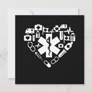 Sjukvårdare Heart Sjukvårdare Caduceus Doktor EMS  Inbjudningar