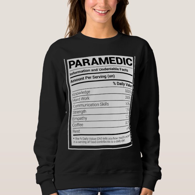 Sjukvårdare Nutrition Facts Funny Ems Akut Aide T Shirt (Framsida)