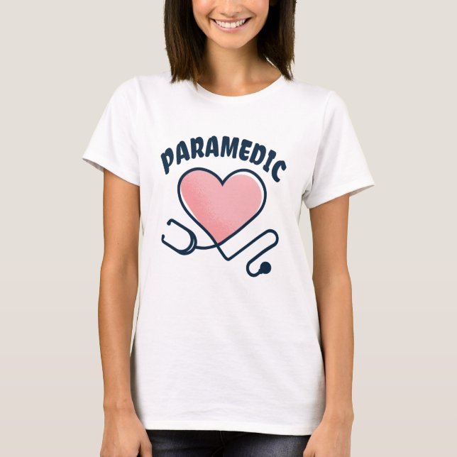 Sjukvårdare Stethoscope med hjärta T Shirt (Framsida)