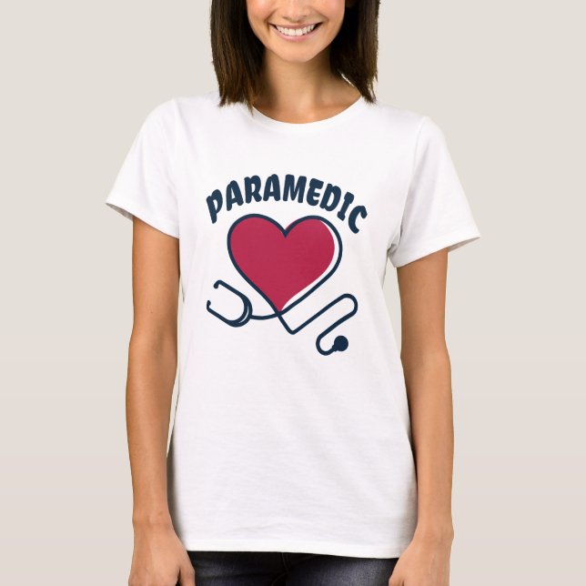 Sjukvårdare Stethoscope med hjärta T Shirt (Framsida)