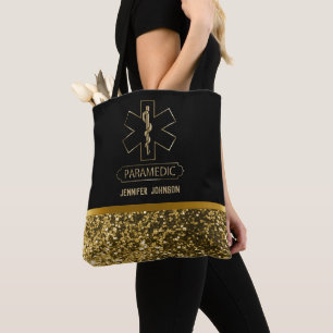 Sjukvårdare - Svart och Guld Tote Bag Tygkasse