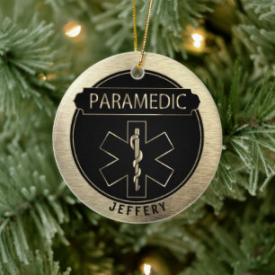 Sjukvårdare 🚑 - Svarta havet och Guld Julgransprydnad Keramik