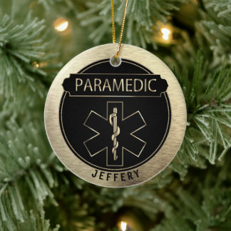 Sjukvårdare 🚑 - Svarta havet och Guld Julgransprydnad Keramik