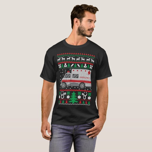 Sjukvårdare Ugly jul Sweater Funny Helgdag T Shirt (Hel framsida)