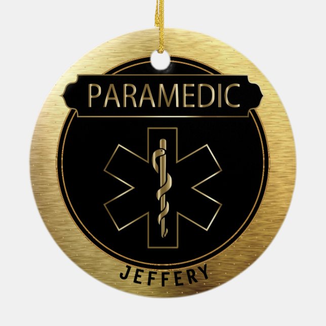 Sjukvårdare 🚑 - UpScale Black och Guld Julgransprydnad Keramik (Baksidan)