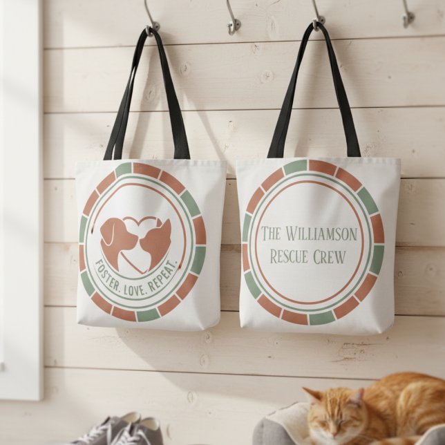 Sjukvårdarväska för djurälskare - Foster Love Repe Tygkasse (Personalized pet foster tote bag)