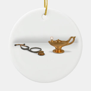 Sjukvårdlampa och stetoskop julgransprydnad keramik