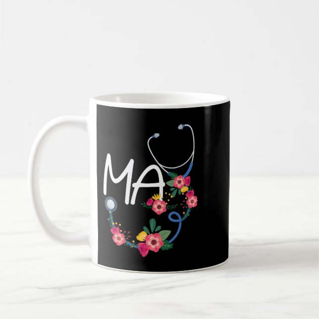 Sjukvårdsassistant Sjukhusstetoscope Blommigt Wrea Kaffemugg (Vänster)