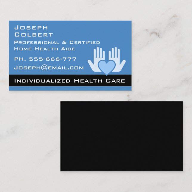 Sjukvårdsassistent i hemmet visitkort (Fram/baksida)