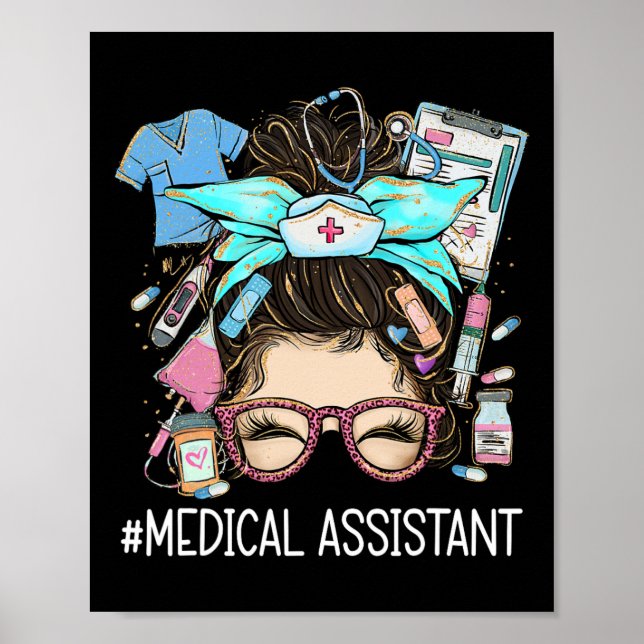 Sjukvårdsassistent Morsa Cma Nurse Nursing Messy B Poster (Framsidan)