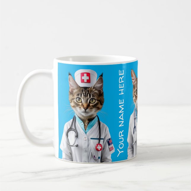 Sjukvårdshälsa i Cat Nurse Doktor Kaffemugg (Vänster)