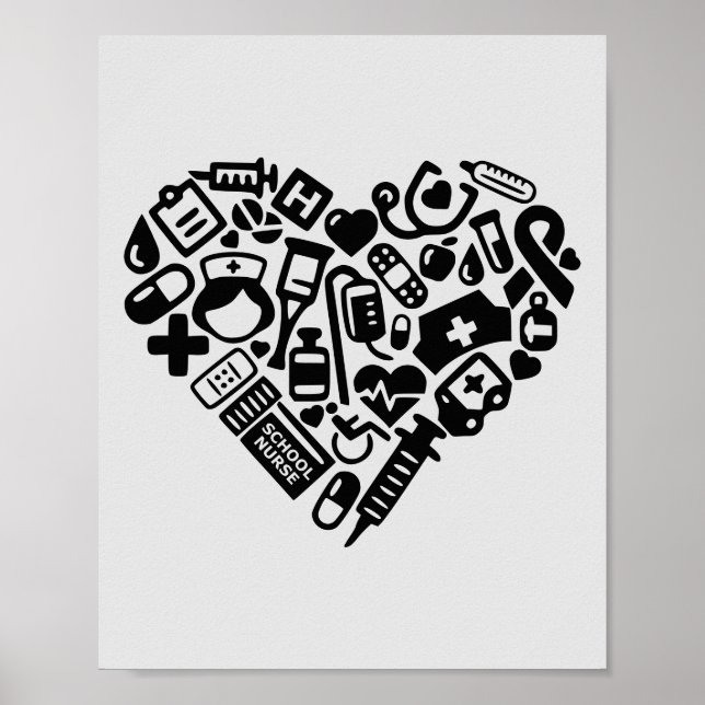 Sjukvårdsikoner i skolan, hälso- och sjukvård poster (Framsidan)