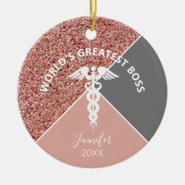 Sjukvårdsinspektören Chef Ro Guld Personligen år Julgransprydnad Keramik