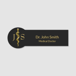 Sjukvårdsklassen Guld på svarta rasen Asclepius Namnbricka