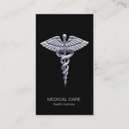 Sjukvårdsklassen Silver Caduceus på svart Visitkort