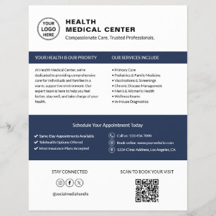 Sjukvårdsklinik Doktors Logotyp QR Vit Reklamblad