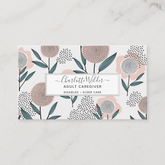 Sjukvårdskort för Hand plockade Blommigt Visitkort (Framsida)