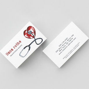 Sjukvårdsläkare Doktor Nurse Stethoscope Heart Visitkort