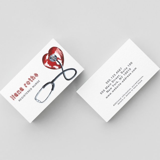 Sjukvårdsläkare Doktor Nurse Stethoscope Heart Visitkort (Skapare uppladdad)