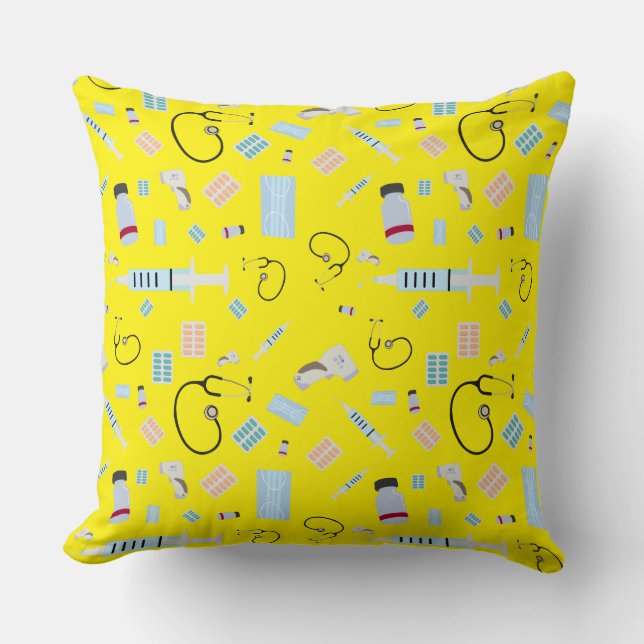 Sjukvårdsläkare Medicinsk utrustning Mönster Kudde (Framsida)