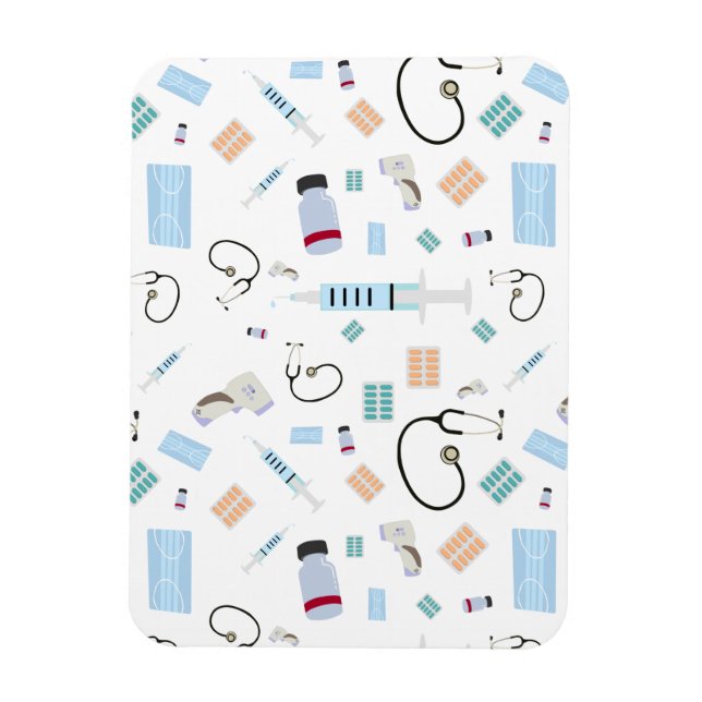 Sjukvårdsläkare Medicinsk utrustning Mönster Magnet (Vertikal)