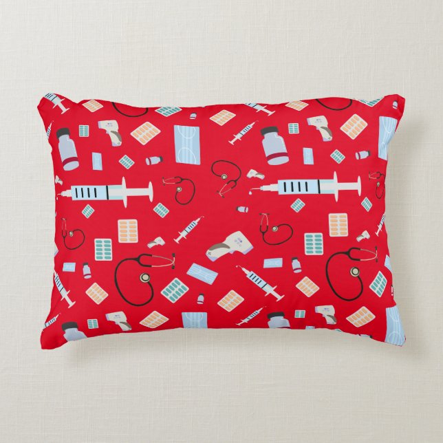 Sjukvårdsläkare Medicinsk utrustning Mönster Prydnadskudde (Framsidan)