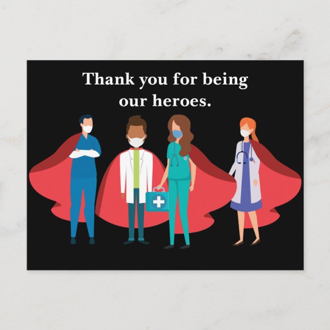 Sjukvårdspersonal Doktor Nurse Hero Tack Vykort (Framsida)