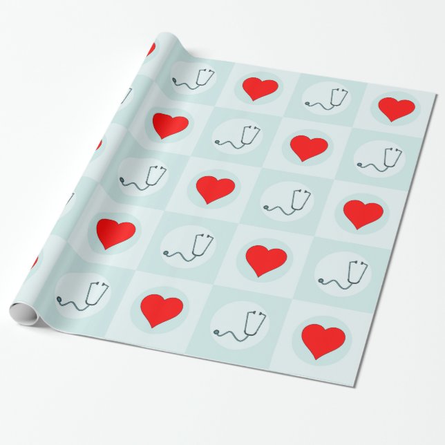 Sjukvårdssjukskop Nurse eller Doktor Mönster Gift Presentpapper (Utrullad)