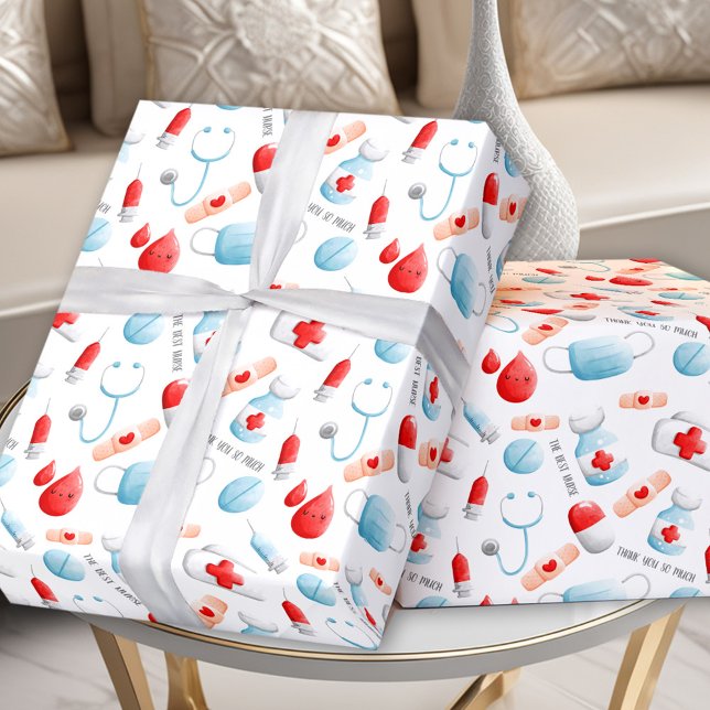 Sjukvårdssjuksköterska Mönster Namn Presentpapper (Medical Pattern Name Text Nurse Wrapping Paper)