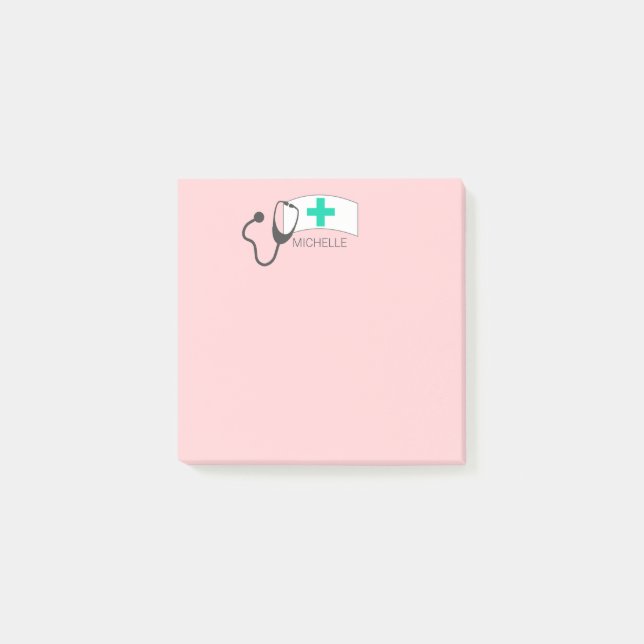 Sjukvårdssjuksköterska Sjuksköterskor Hat Rosa Off Post-it Block (Framsida)