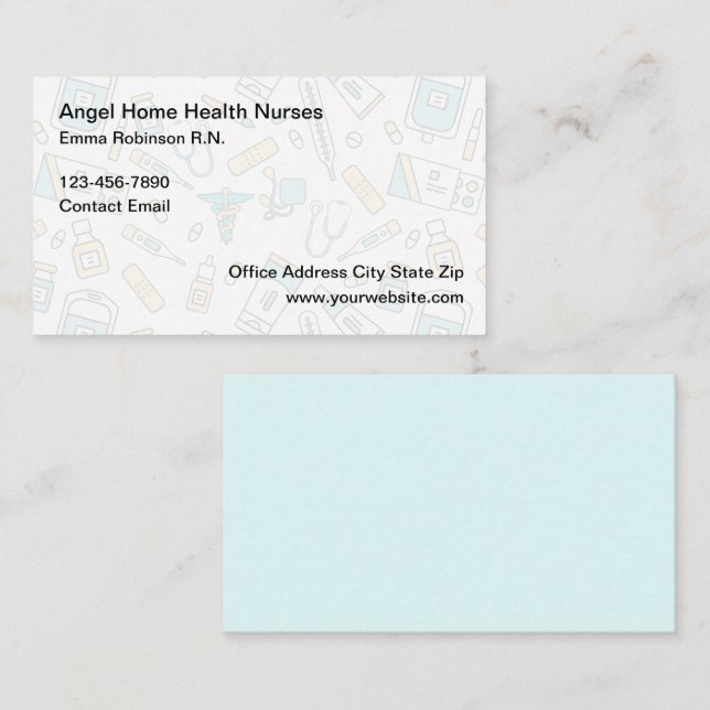 Sjukvårdssjukvård i hemmet visitkort (Fram/baksida)