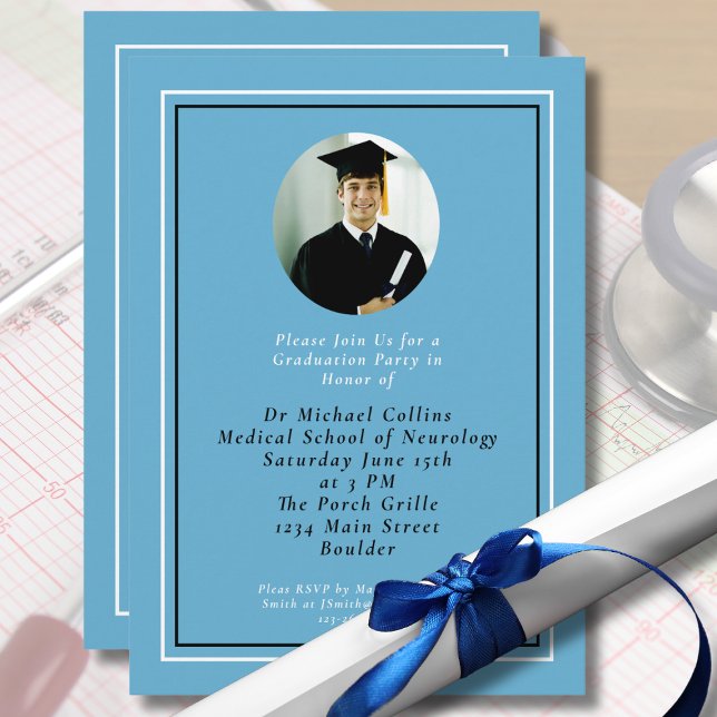 Sjukvårdsskola Doktor för Him Blue Studenten Inbjudningar (Skapare uppladdad)
