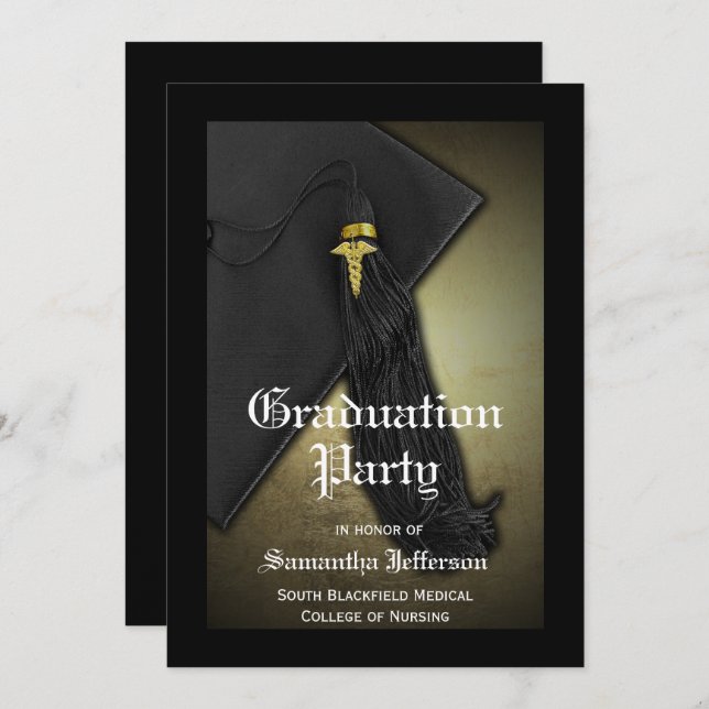 Sjukvårdsskola eller sjuksköterskeStudentfest Inbjudningar (Fram/baksida)