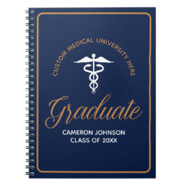 Sjukvårdsskolan Studenten Keepsaké i Blåblå Guld Anteckningsbok